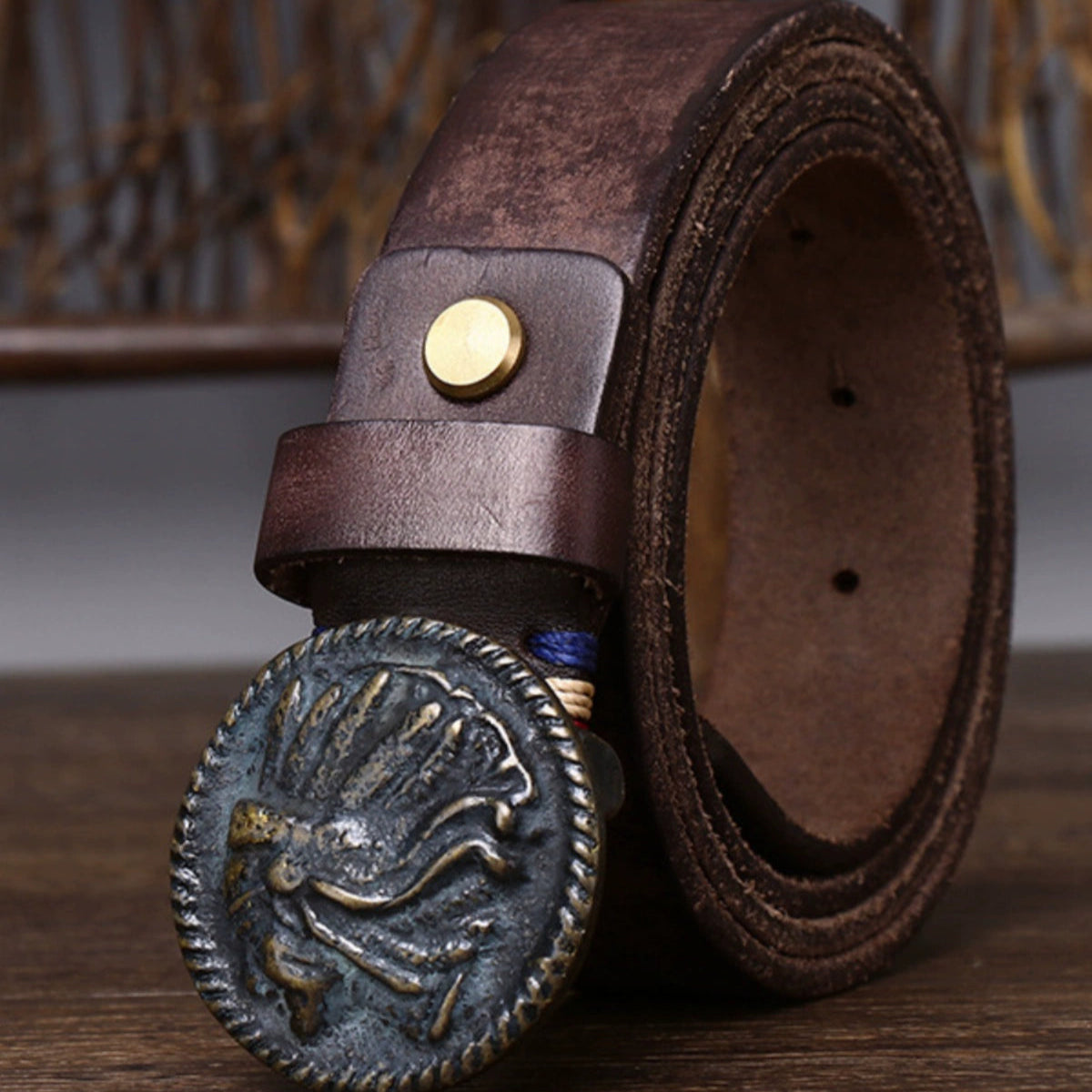 Vintage Frosted Buckle Leather Belt V0801