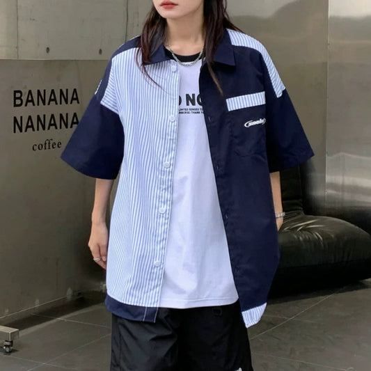 Oversized Striped Shirt V0656