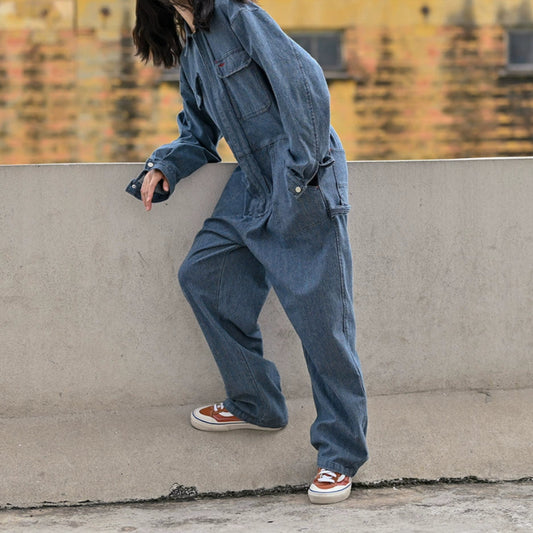 Retro Stretch Denim Jumpsuit V0620