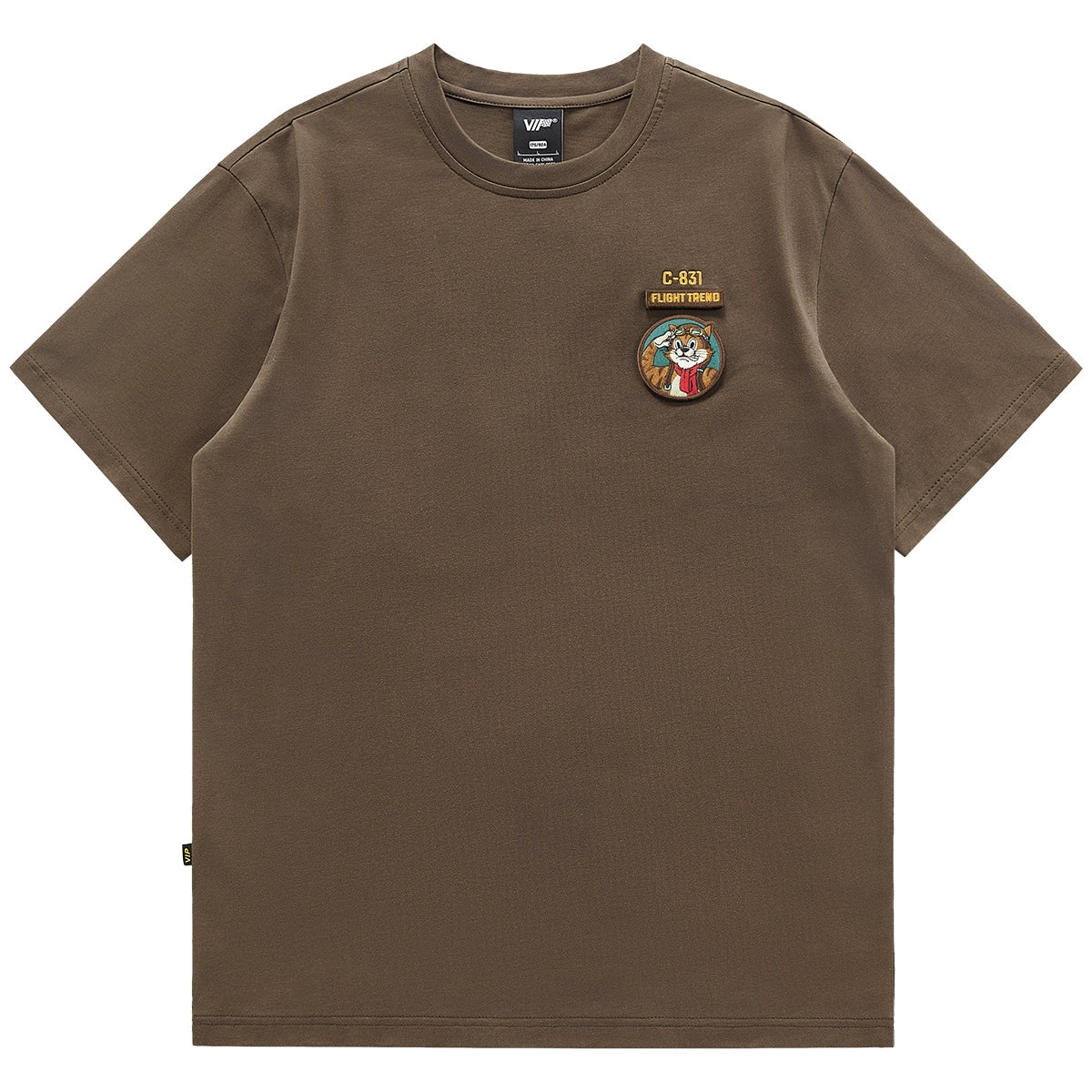 Retro Embroidered Cotton Tee V0604
