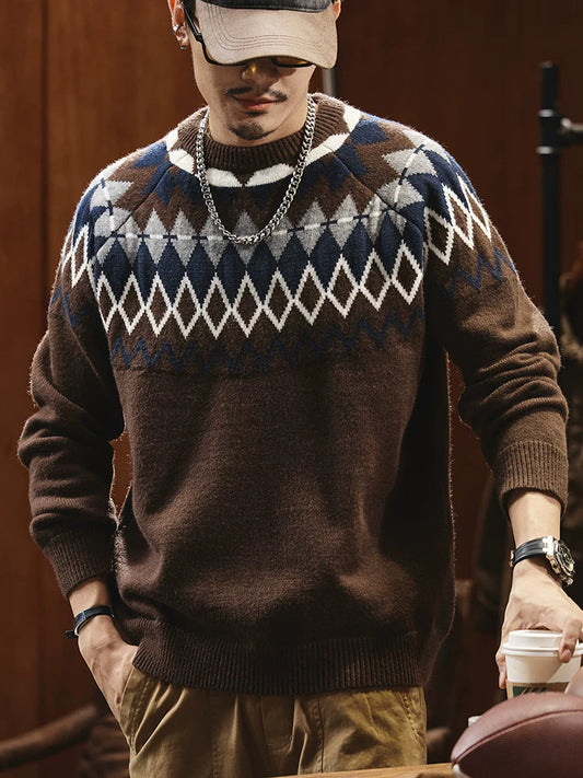 Retro Heavyweight Knit Sweater V1073