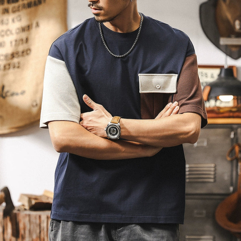 Heavyweight Retro Color Block Tee V0575