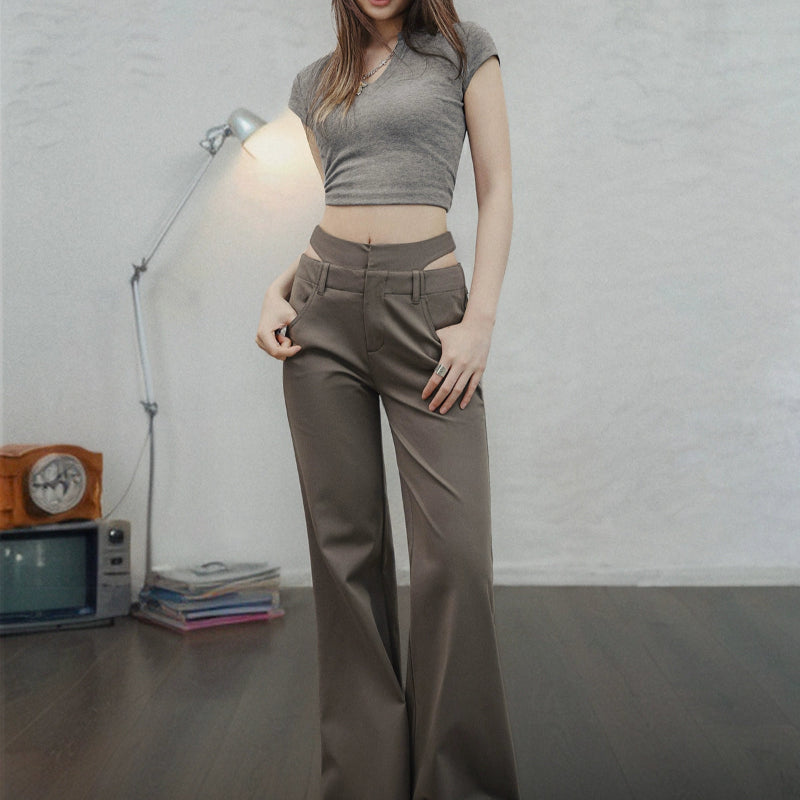 Chic Hollow-Waist Micro Pants V0645