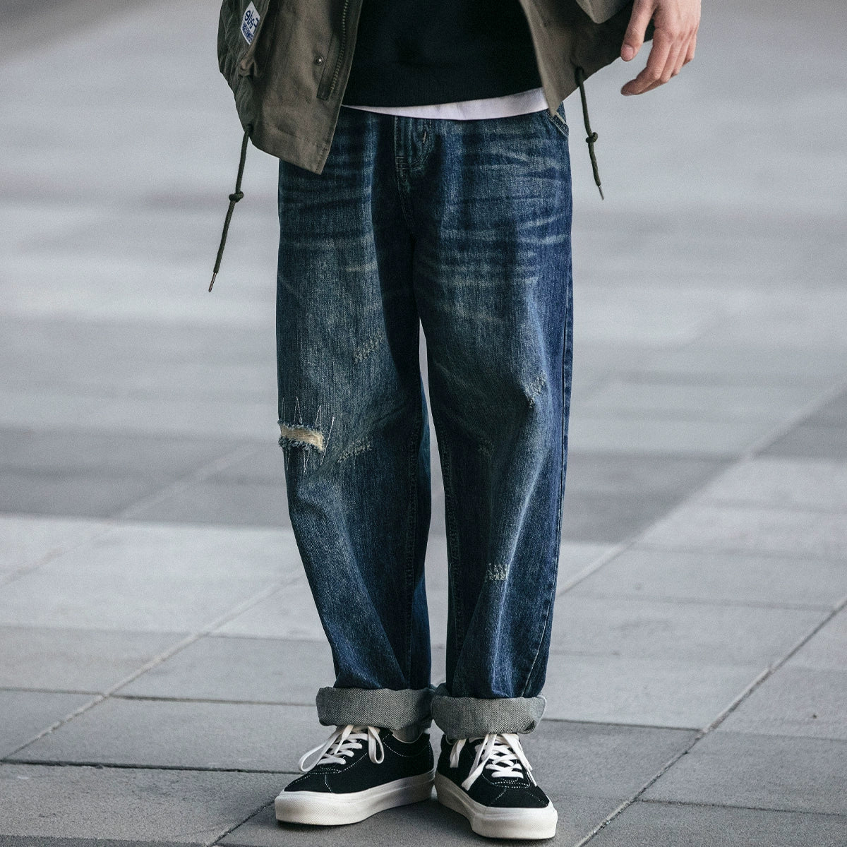 Retro Knife Cut Jeans V0769