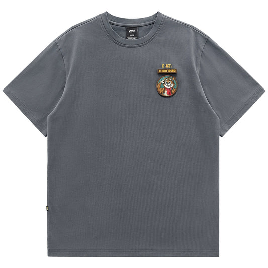 Retro Embroidered Cotton Tee V0604