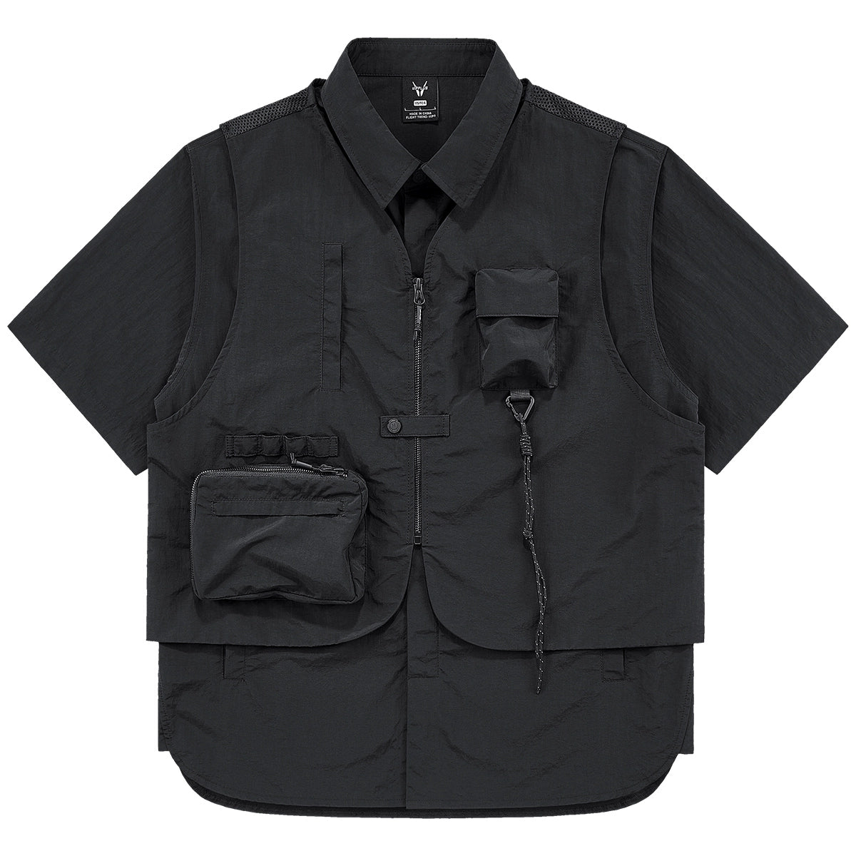 Fake layered multi-pocket shirt V0592