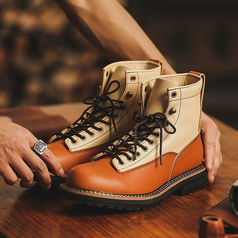 Retro Cowhide Work Boots V0795