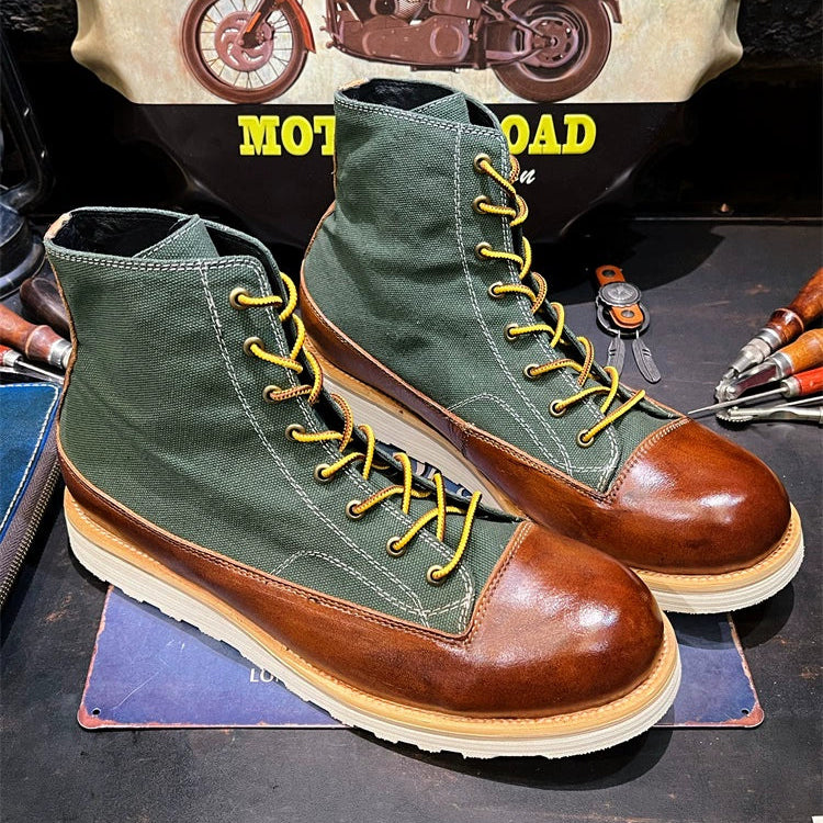 Retro Leather Biker Boots V0803
