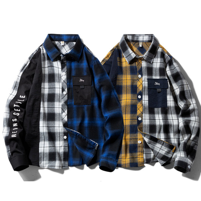 Retro Plaid Long-Sleeve Unisex Shirt V0545