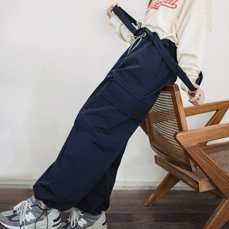 Retro Drawstring Casual Trousers with Pockets V0638