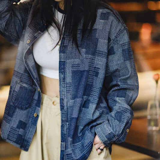 Checkerboard Denim Shirt V0650