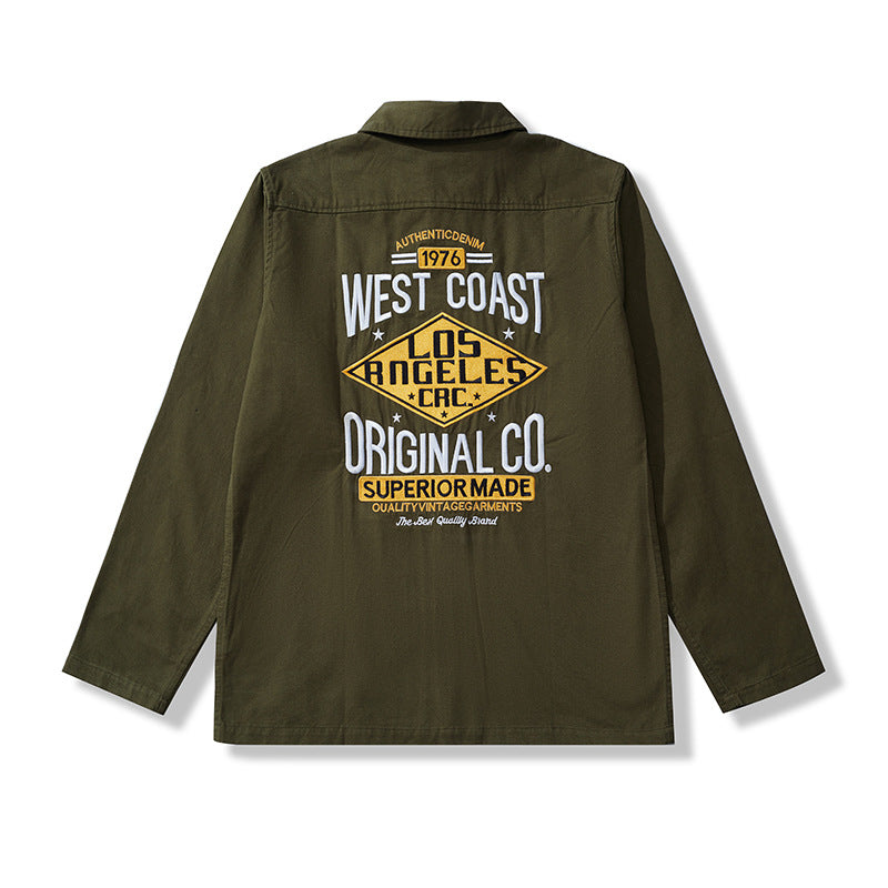 Embroidered Biker Work Shirt V0784