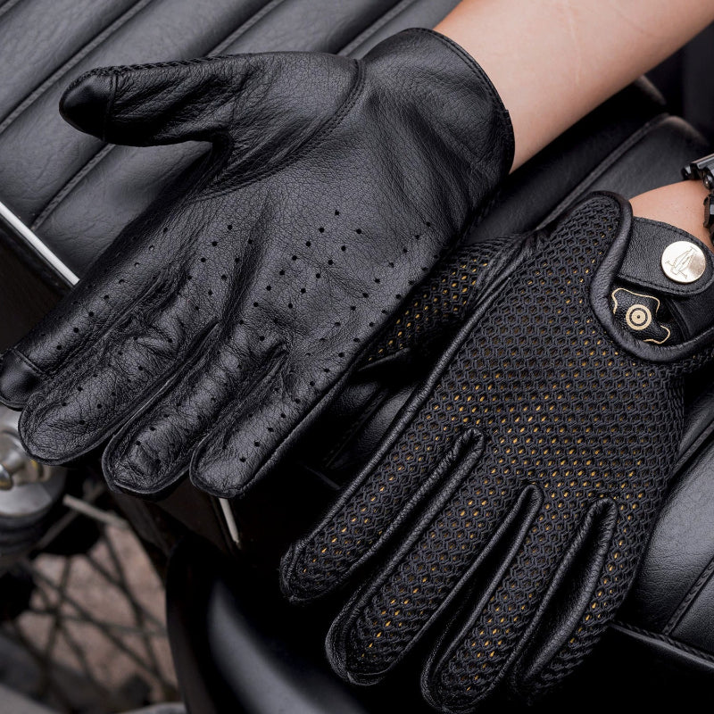 Leather Mesh Riding Gloves V0562