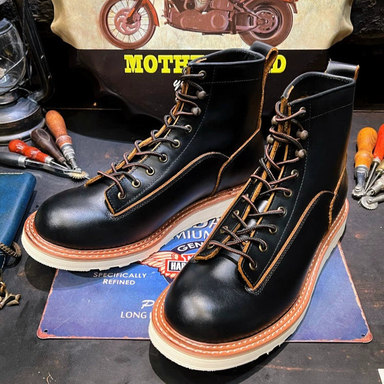 Retro Leather High-Top Boots V0805