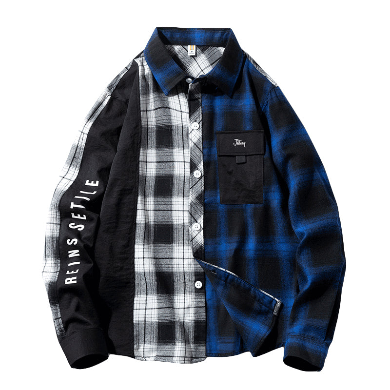 Retro Plaid Long-Sleeve Unisex Shirt V0545