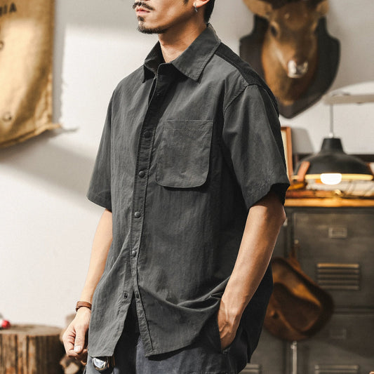 Retro Two-tone Work Shirt V0693