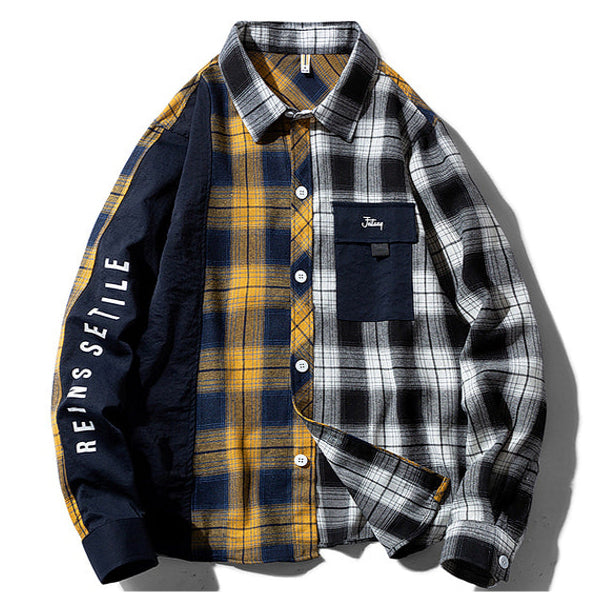 Retro Plaid Long-Sleeve Unisex Shirt V0545