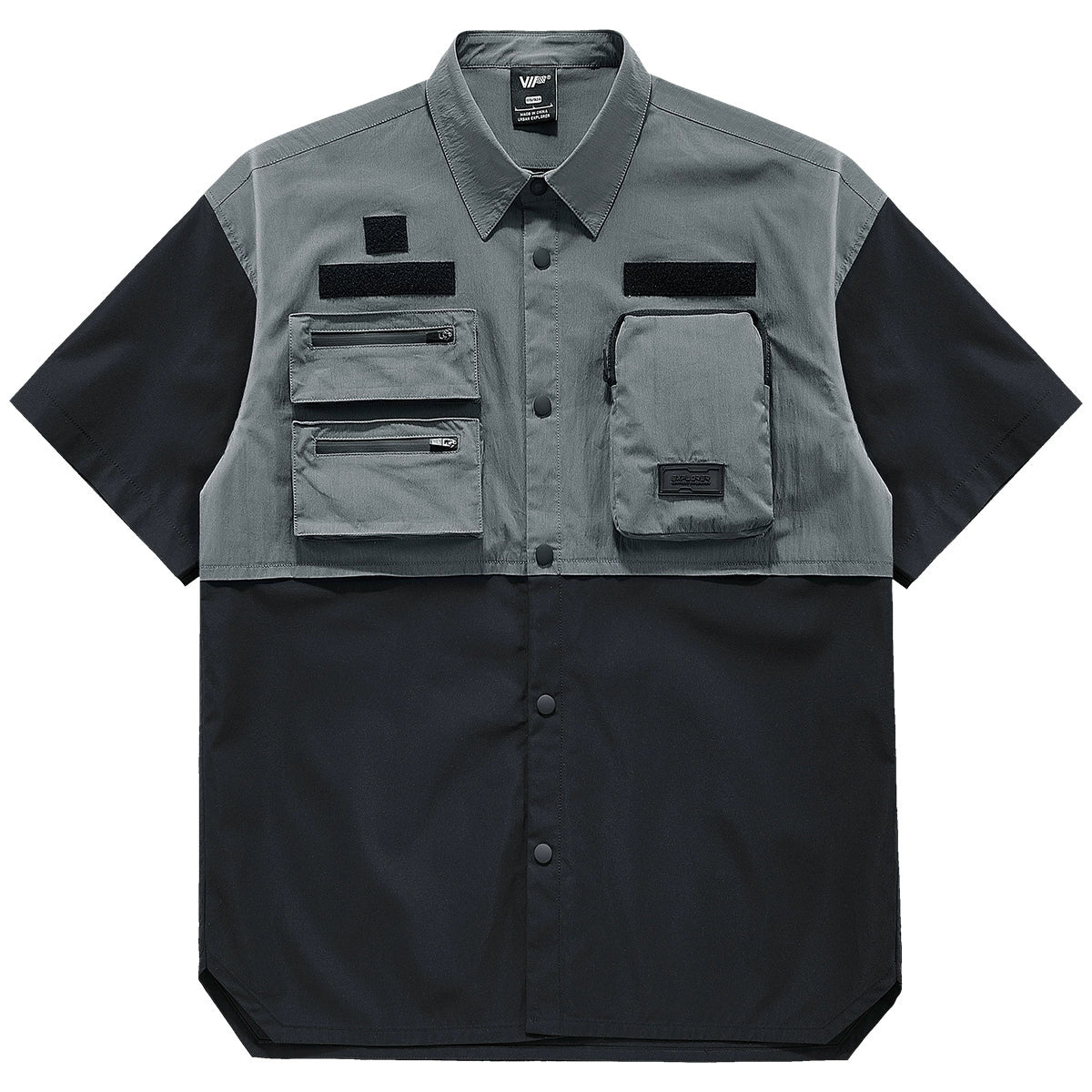 Urban Colorblock Multi-Pocket Shirt V0587