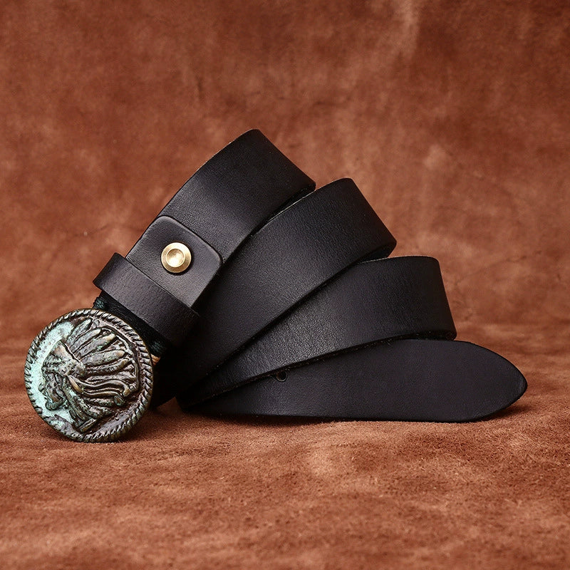 Vintage Frosted Buckle Leather Belt V0801
