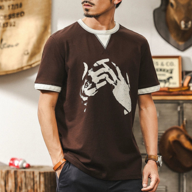 American Retro Fake Two-Piece Tee V0574