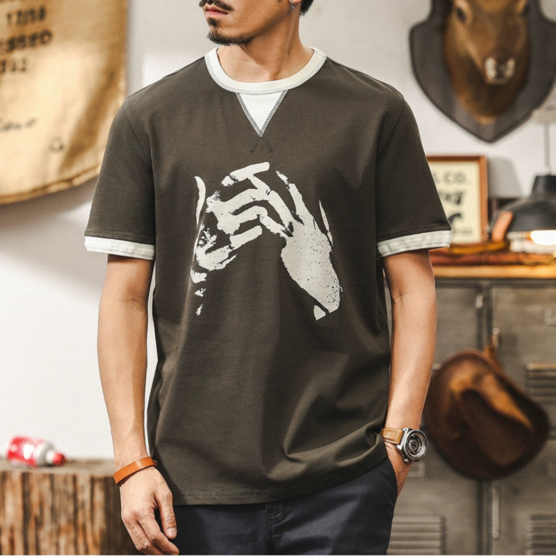 American Retro Fake Two-Piece Tee V0574