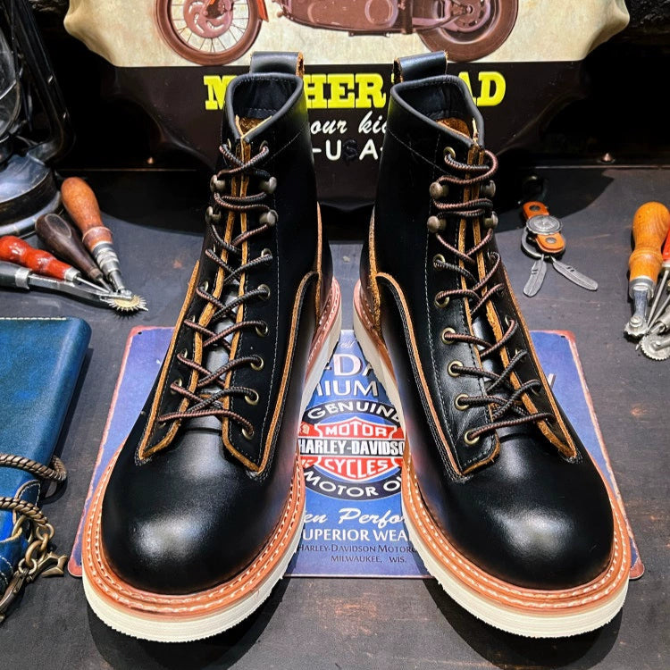 Retro Leather High-Top Boots V0805