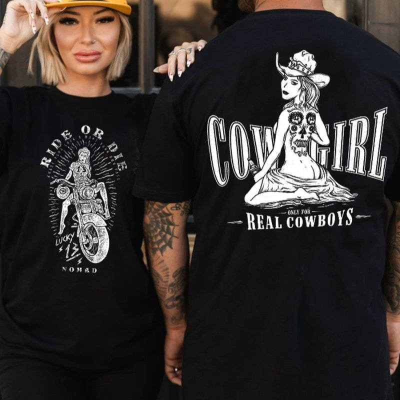 Rider Cowboy Retro Biker Tee V0571