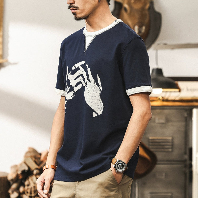 American Retro Fake Two-Piece Tee V0574