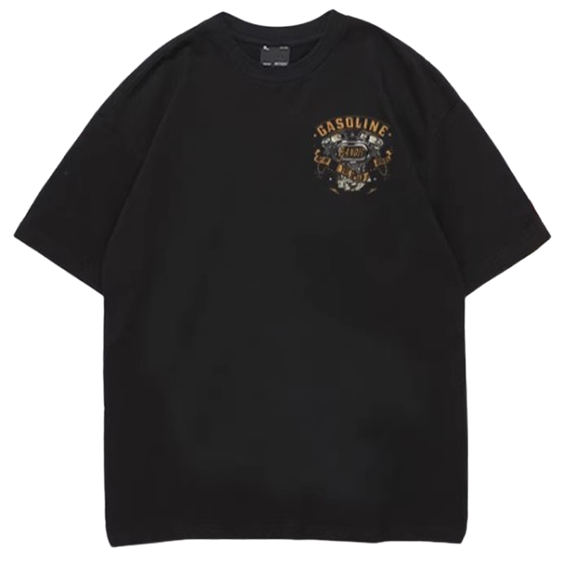 Bike engine logo print T-shirt V0507