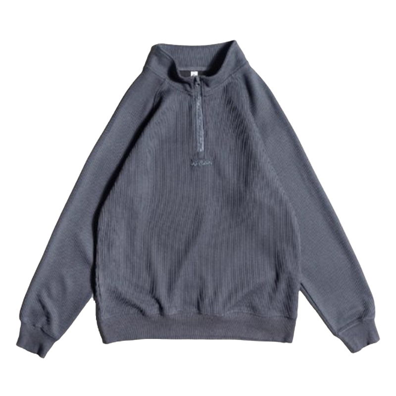 Zip-up loose striped sweatshirt V0223