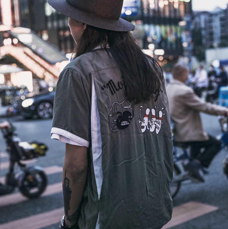 Cuban collar bowling shirt V0494