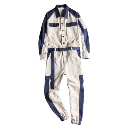 Two-tone work jumpsuit V0403