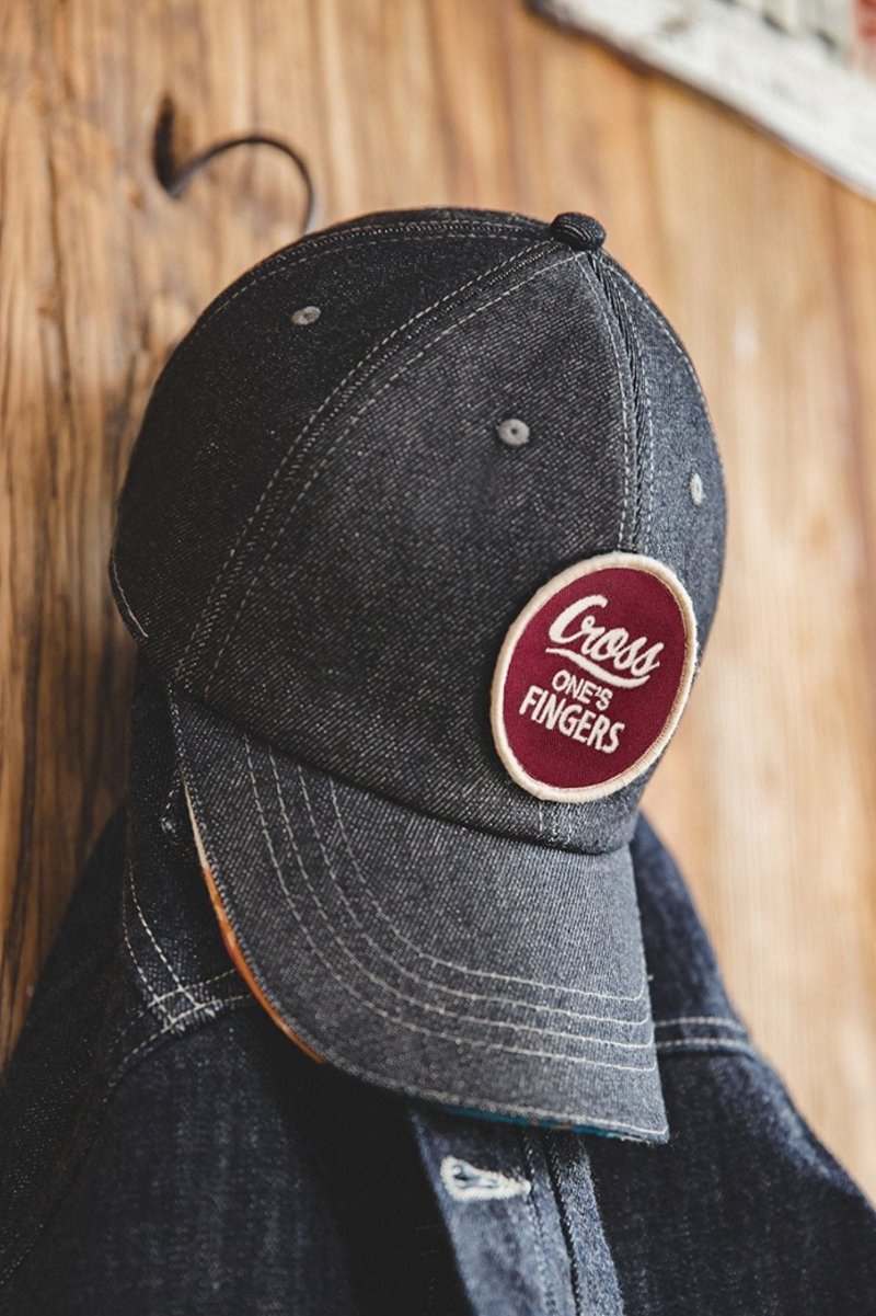 Denim baseball cap with 3 patches V0081