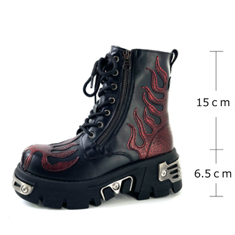 Punk Flame Biker Boots V0927