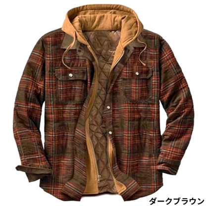 8-color hooded check jacket V0386