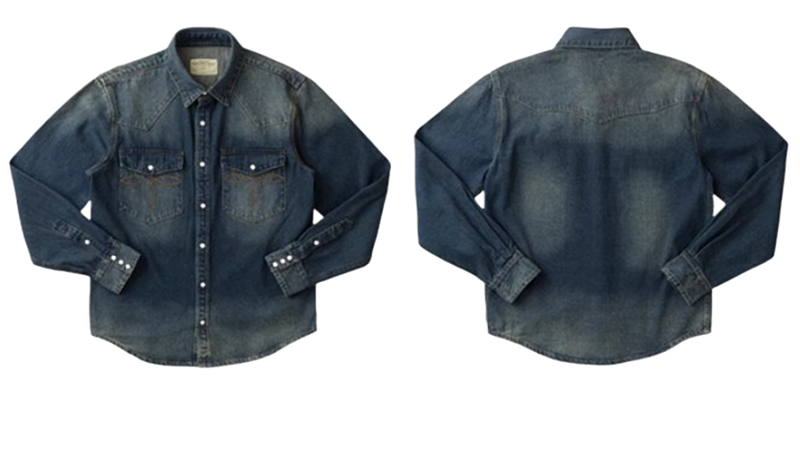 Washed denim western shirt V0199