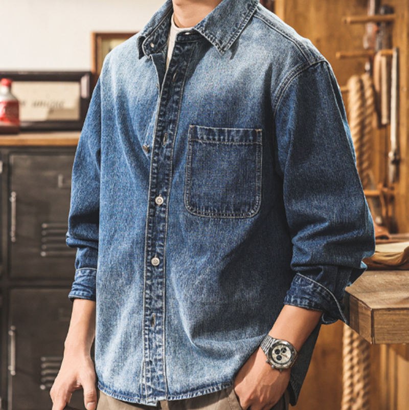 Retro Bamboo-Stripe Cowboy Shirt V1057