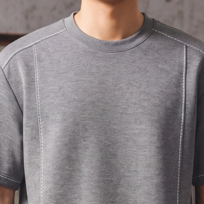Casual Stitch Round Neck T-Shirt V0966