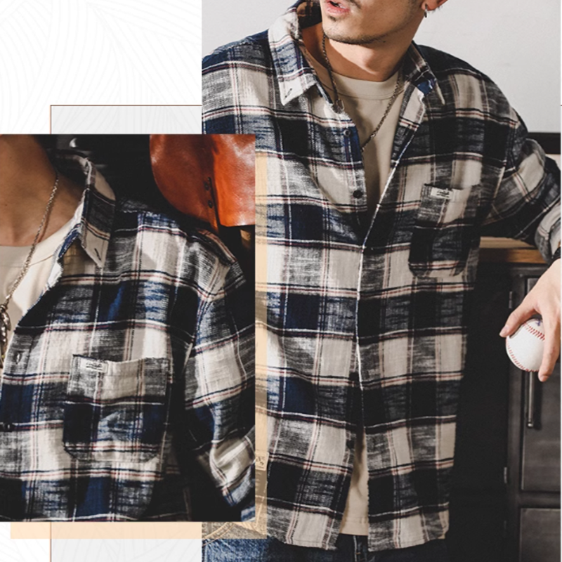 American retro check shirt V0146