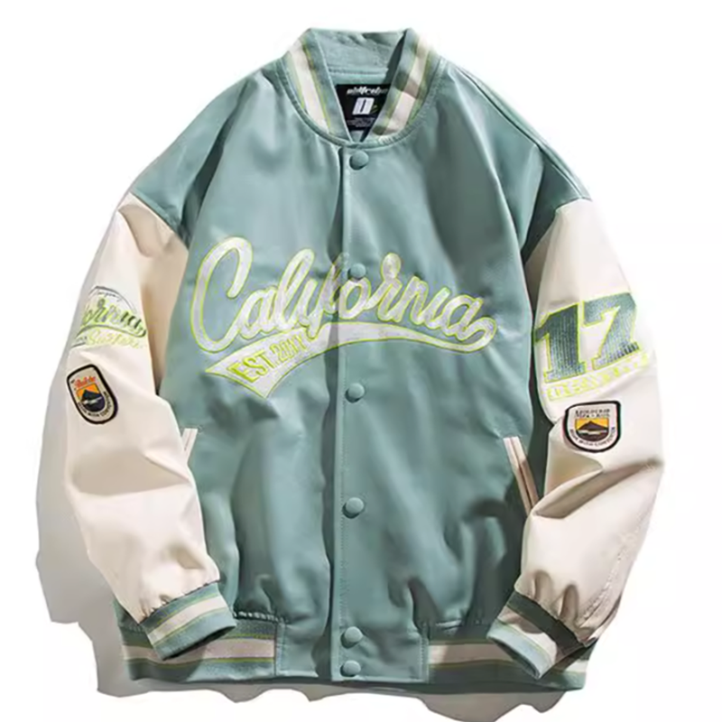 Contrast color stadium jacket V0341