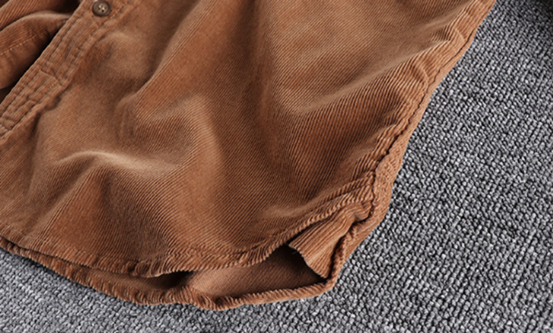 Retro Color Block Corduroy Shirt V0890