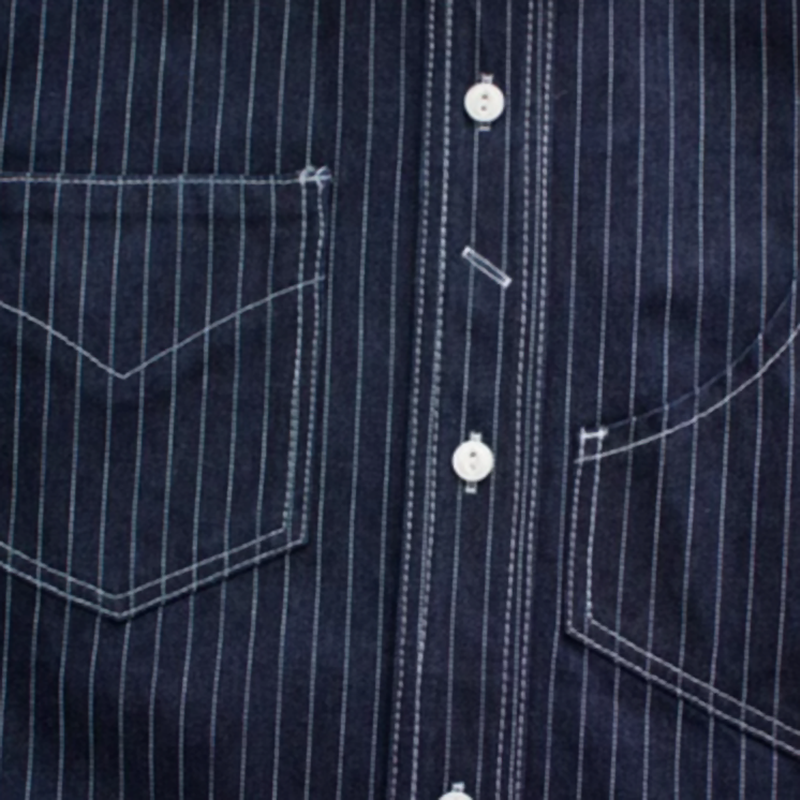 Heavyweight vintage denim striped shirt V0162