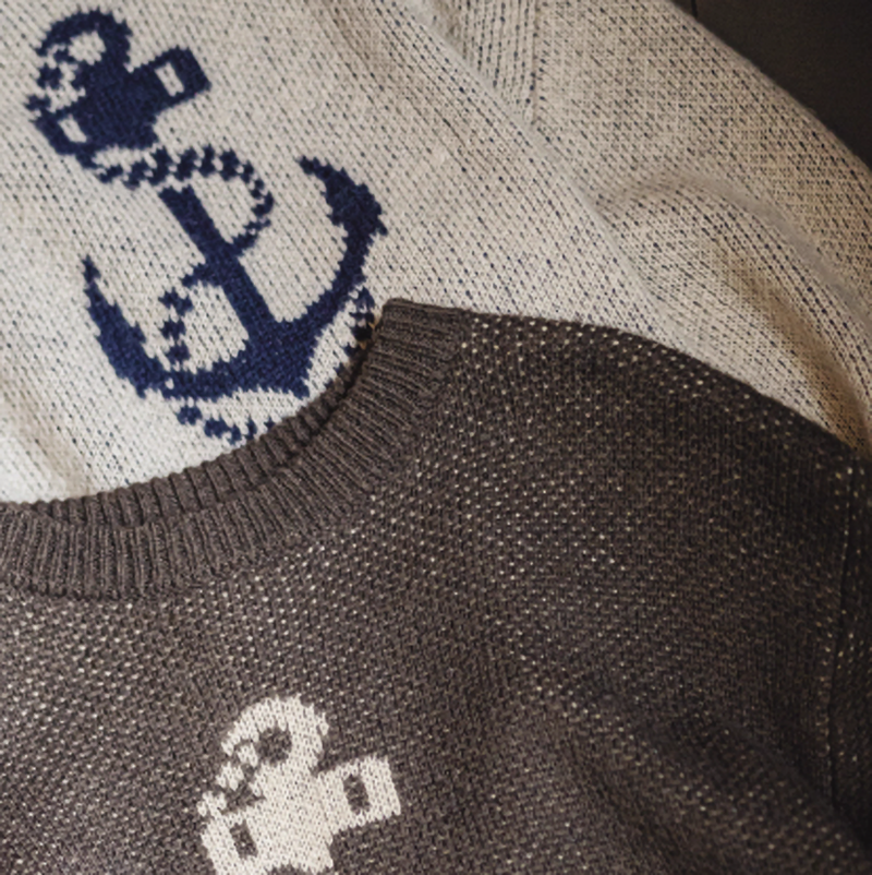 Anchor logo navy knit V0409