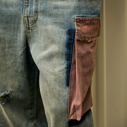 Vintage Straight-Leg Denim Overalls V1002