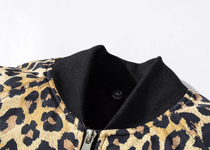 leopard print bomber jacket V0412