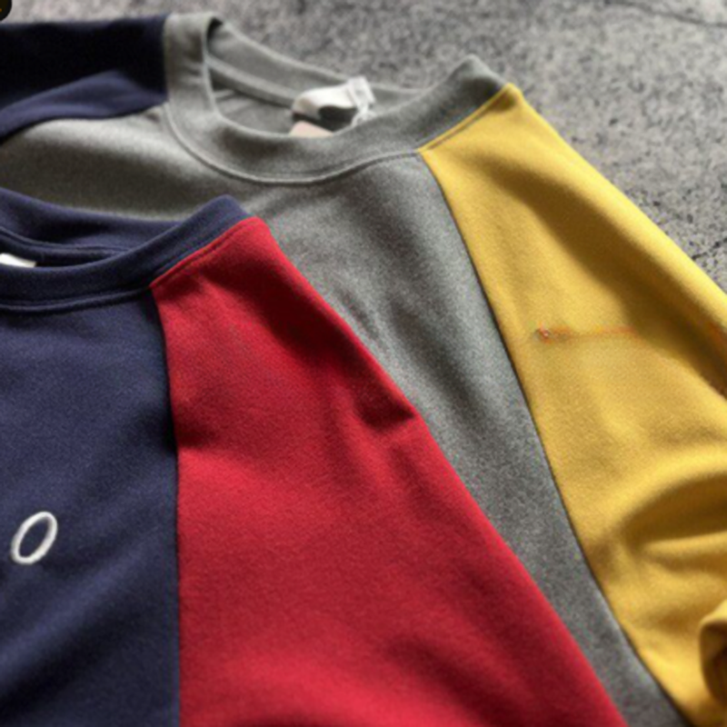 Color Clash Fleece long T-Shirt V0924