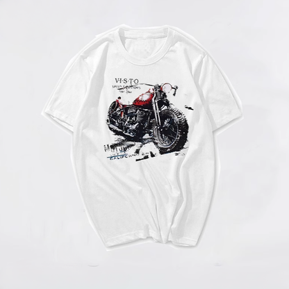 Retro Bike Print T-Shirt V0059