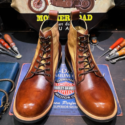 Retro Leather High-Top Boots V0863