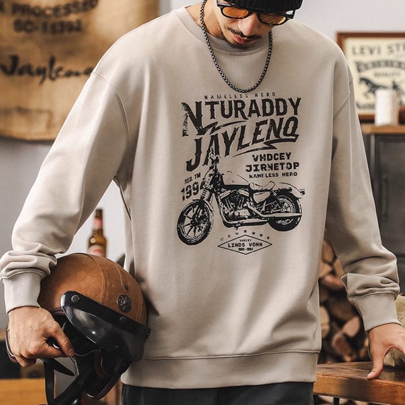 Retro bike print sweatshirt V0225