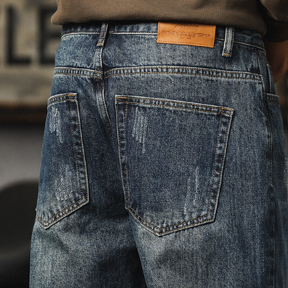 Retro Loose Distressed finish Jeans V0976